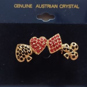 Genuine Austrian Crystal four lucky charms handcrafted red ruby black goldtone